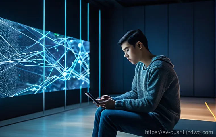 양자 보안 기술을 위한 혁신적인 접근법 - **Prompt:** A person (gender-neutral, wearing casual street clothes like jeans and a sweater) sits r...