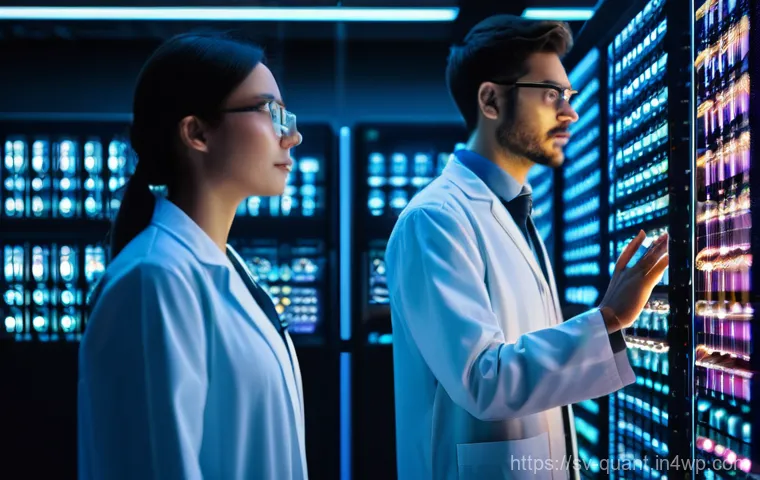 양자 보안 기술을 위한 혁신적인 접근법 - **Prompt:** A futuristic, ethereal quantum computer, composed of glowing, interconnected geometric s...