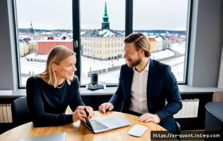 Home 16 양자 암호화의 키 관리 방안 논의 - Photorealistic Nordic cybersecurity strategy meeting in a bright Stockholm office, diverse Swedish t...
